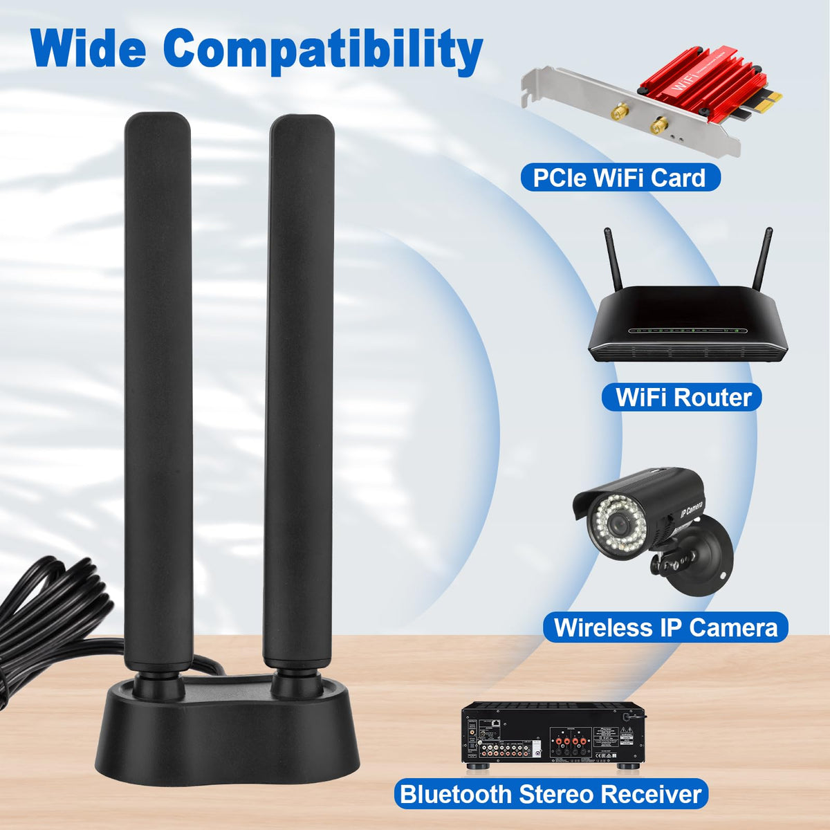 Eightwood 9dBi WiFi 6E Antenna Tri-Band 6GHz 5GHz 2.4GHz Magnetic Base WiFi Antenna for PC Desktop Computer PCIe Bluetooth Card Gaming Motherboard, WiFi 6E Router