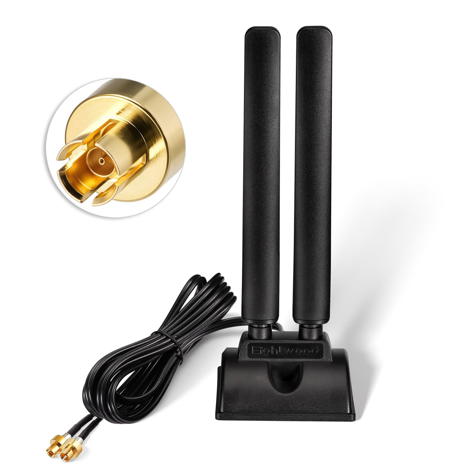 Eightwood Tri-Band WiFi 7 Motherboard Antenna for ASUS Desktop PC, Magnetic Base with 6.5ft Cable and Push-On Connector, Compatible with ROG Strix, TUF Gaming, ProArt, Prime Motherboards