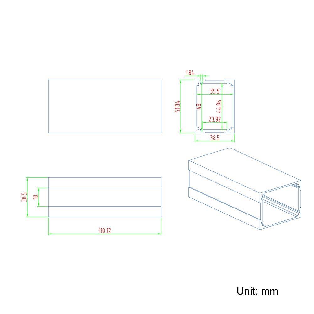 Eightwood Aluminum Project Enclosure Electronic Box DIY PCB Board Case Sliding Extrusion - 4.33 x 2.01 x 1.50 inch (LWH)