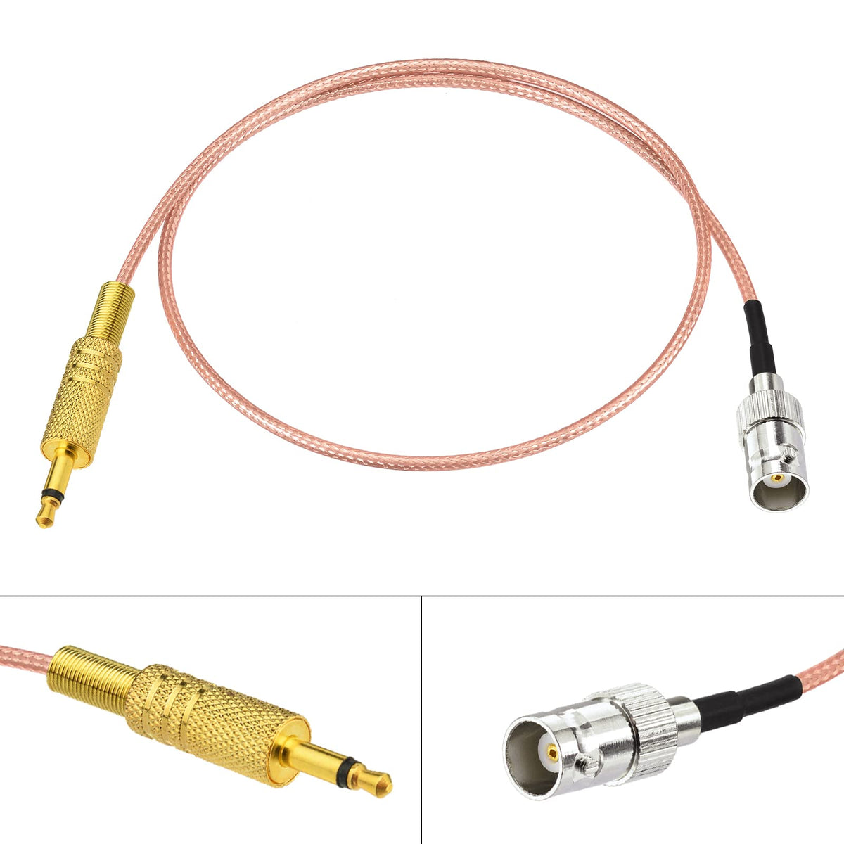 Eightwood BNC Female to 3.5mm 1/8” Mono TS Male Plug Adapter Audio Cable | BNC to 3.5mm RG316 Coaxial Cable 1.6ft for Shortwave Radio