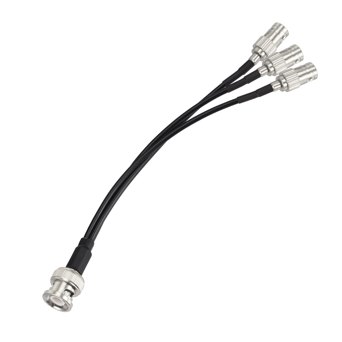 Eightwood BNC Splitter Cable 6in, BNC Male to Triple Female Adapter 50 Ohm | BNC 1 Male to 3 Female Splitter for CCTV Camera, CB Ham Radio Antenna Scanner