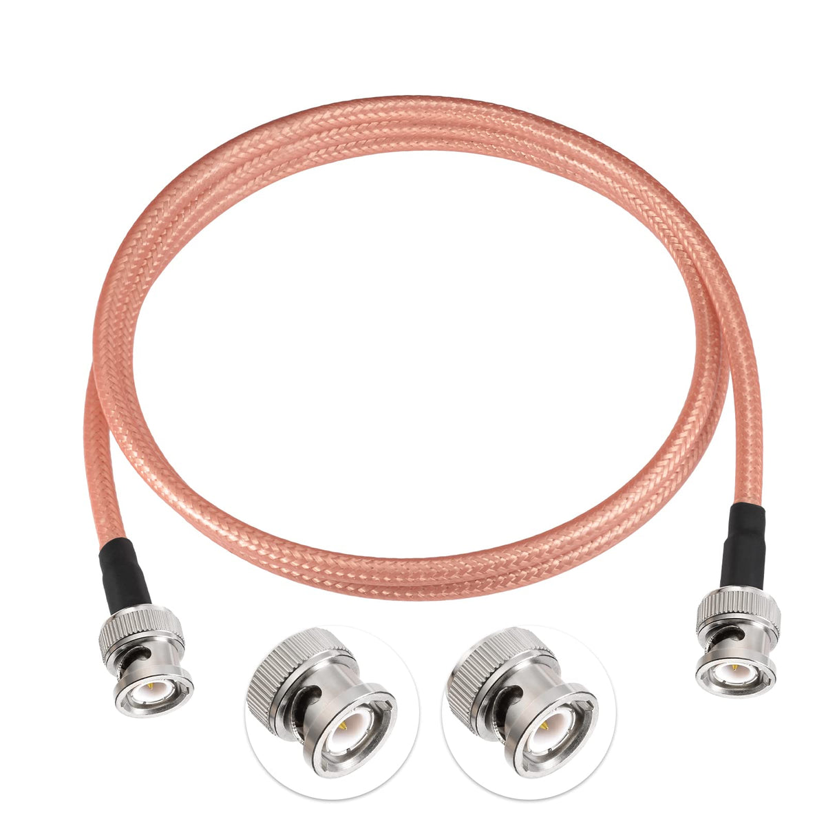 Eightwood BNC Male to BNC Male Adapter Low Loss RG400 Cable 3 Feet for CB Ham Radio Antenna Oscilloscope Spectrum Analyzer Signal Generator