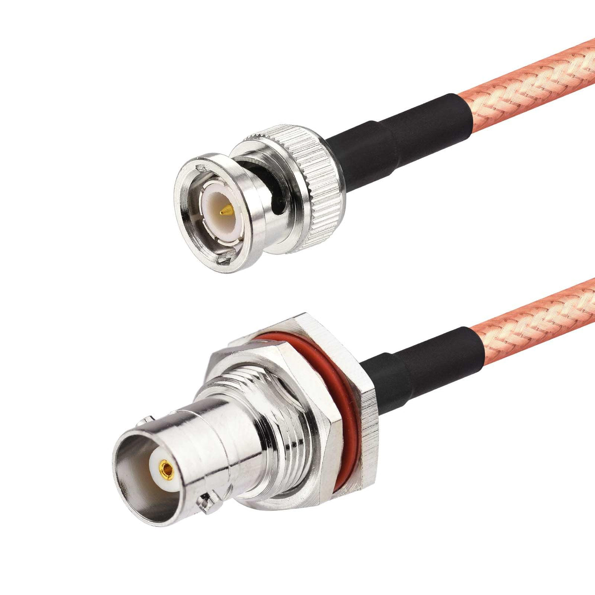 Eightwood BNC Female Bulkhead to BNC Male Low Loss RG400 Coax Cable 3ft | for CB VHF UHF Ham Radio, Scanner Antenna, Oscilloscope, Wireless Microphone System