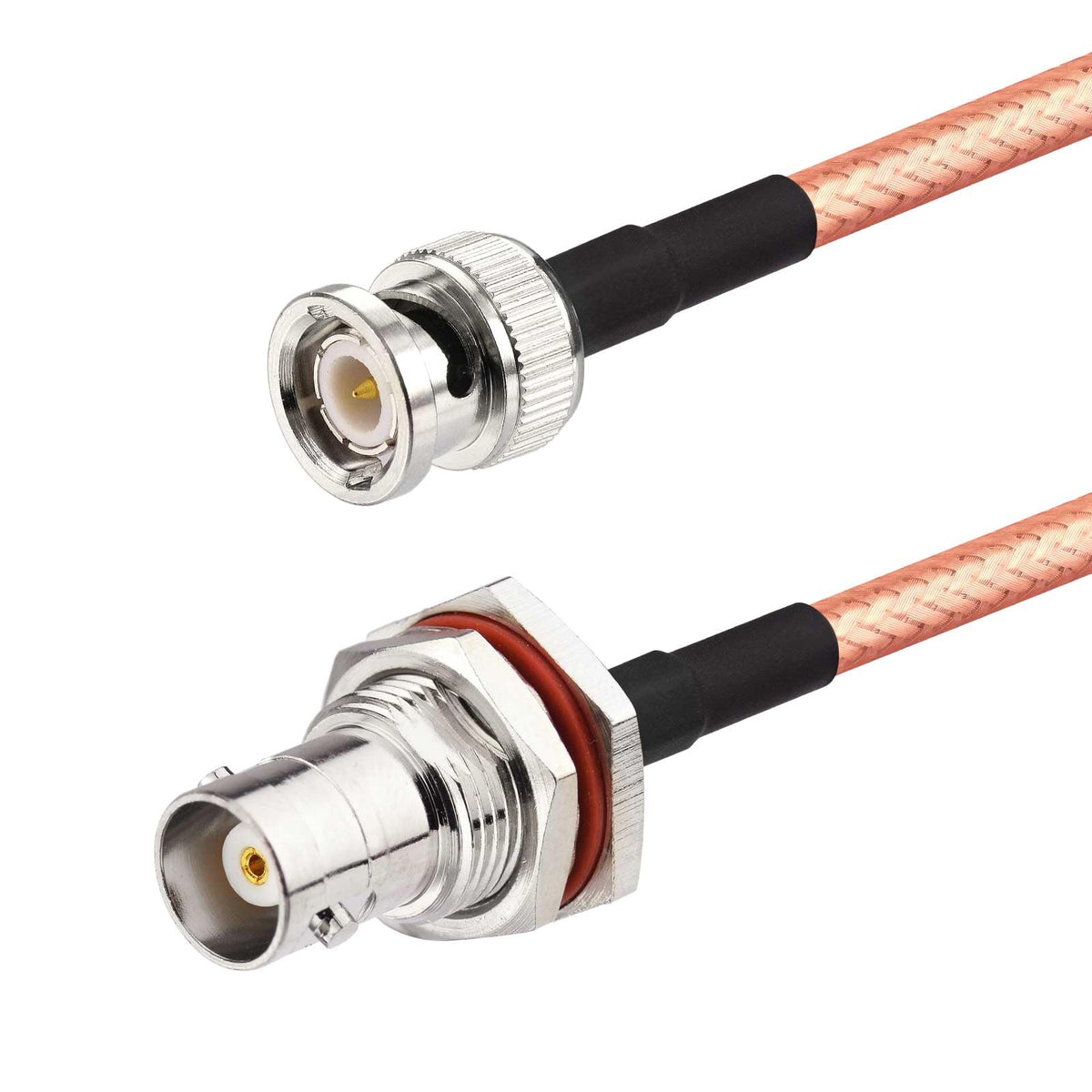 Eightwood BNC Female Bulkhead to BNC Male Low Loss RG400 Coax Cable 9.8ft | for CB VHF UHF Ham Radio, Scanner Antenna, Oscilloscope, Wireless Microphone System