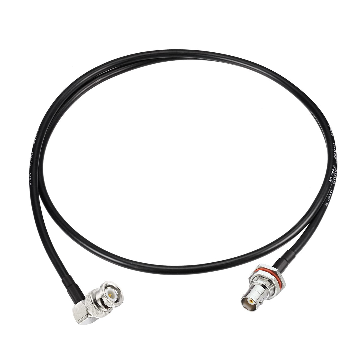 Eightwood BNC Female Bulkhead to BNC Male Right Angle RG58 Coax Cable 3ft | for Wireless Microphone Receiver, Radio Scanner, Radio Antenna, CB Radio, VHF UHF Ham Radio
