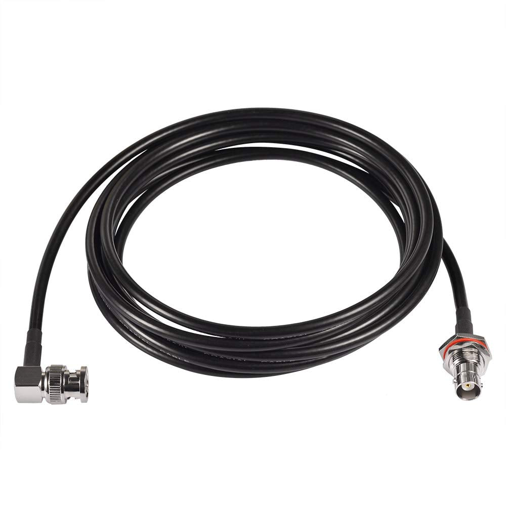 Eightwood BNC Female Bulkhead to BNC Male Right Angle RG58 Coax Cable 10ft | for Wireless Mobile Receiver Antenna, CB Radio,VHF UHF Ham Radio