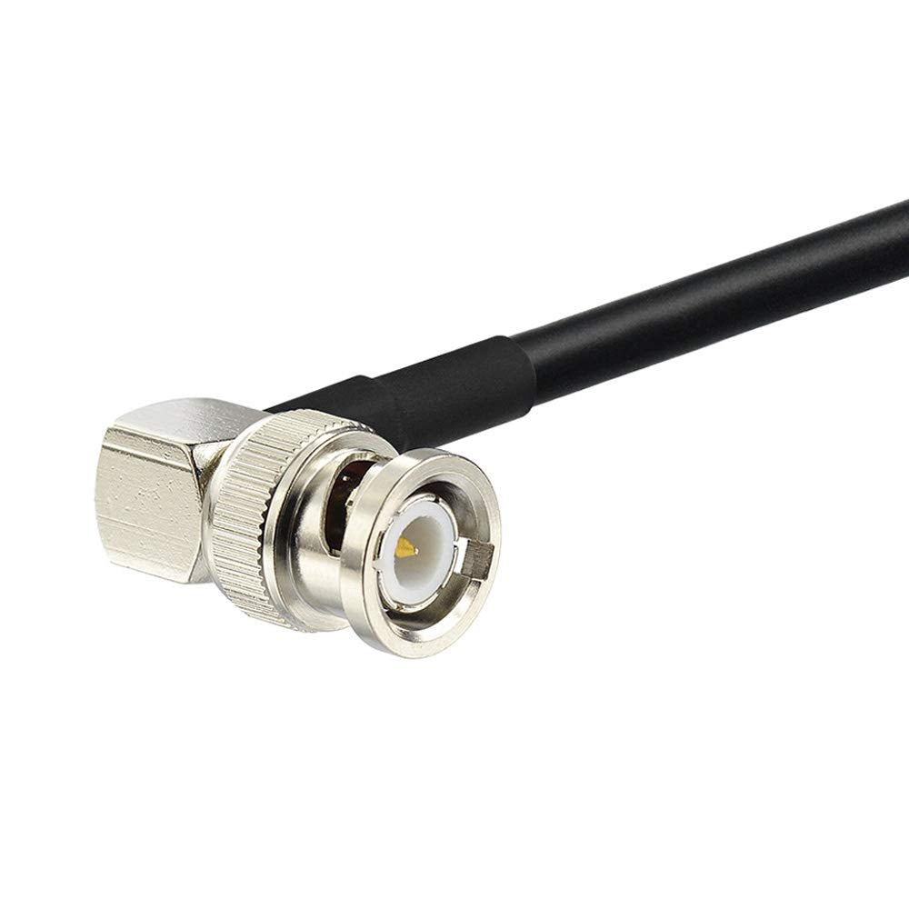Eightwood BNC Female Bulkhead to BNC Male Right Angle RG58 Coax Cable 10ft | for Wireless Mobile Receiver Antenna, CB Radio,VHF UHF Ham Radio