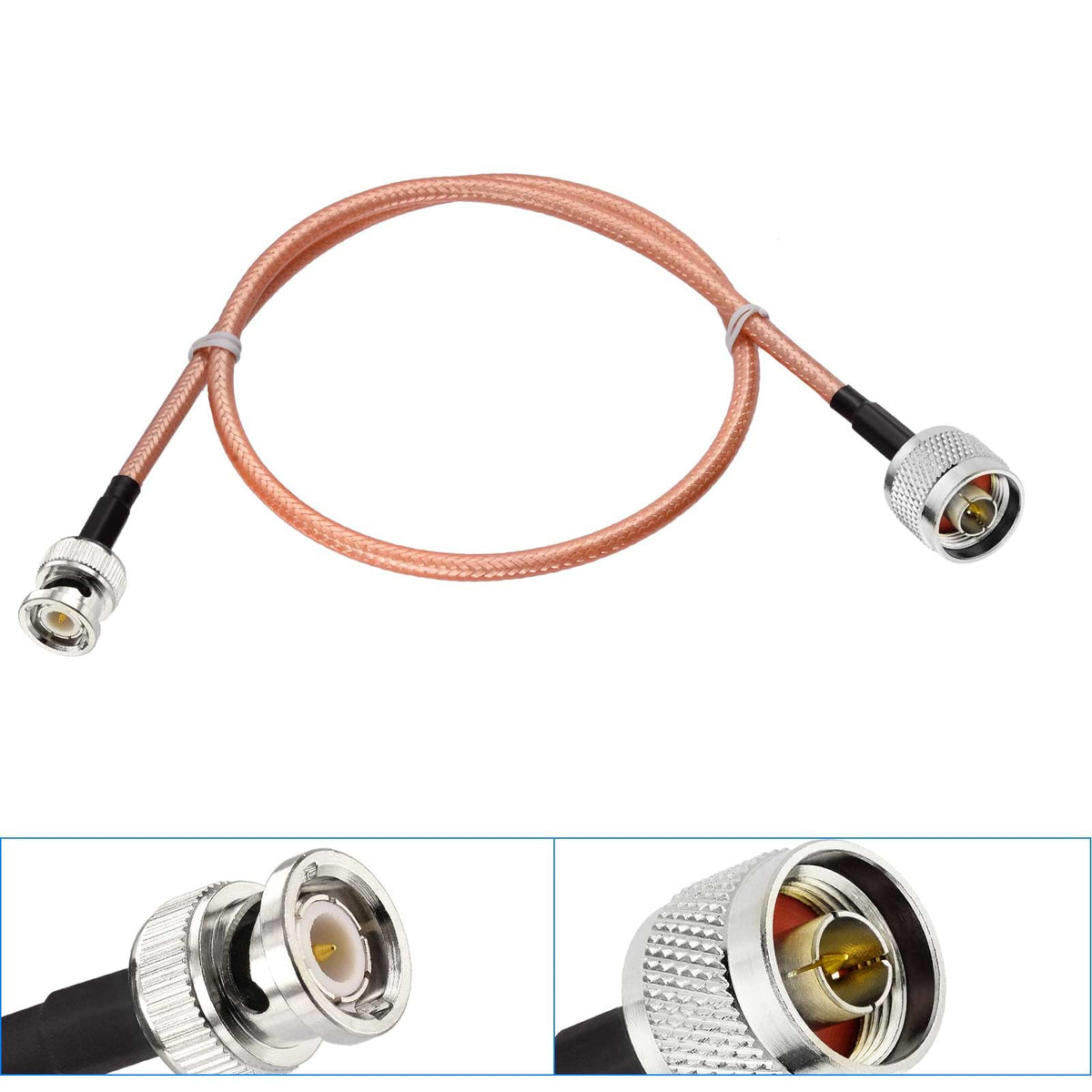 Eightwood BNC Male to N Male RG400 Low Loss Coax Cable 2 Feet | for UHF VHF Ham Radio,SDR, Radio Scanner,Spectrum Analyzer & Oscilloscope