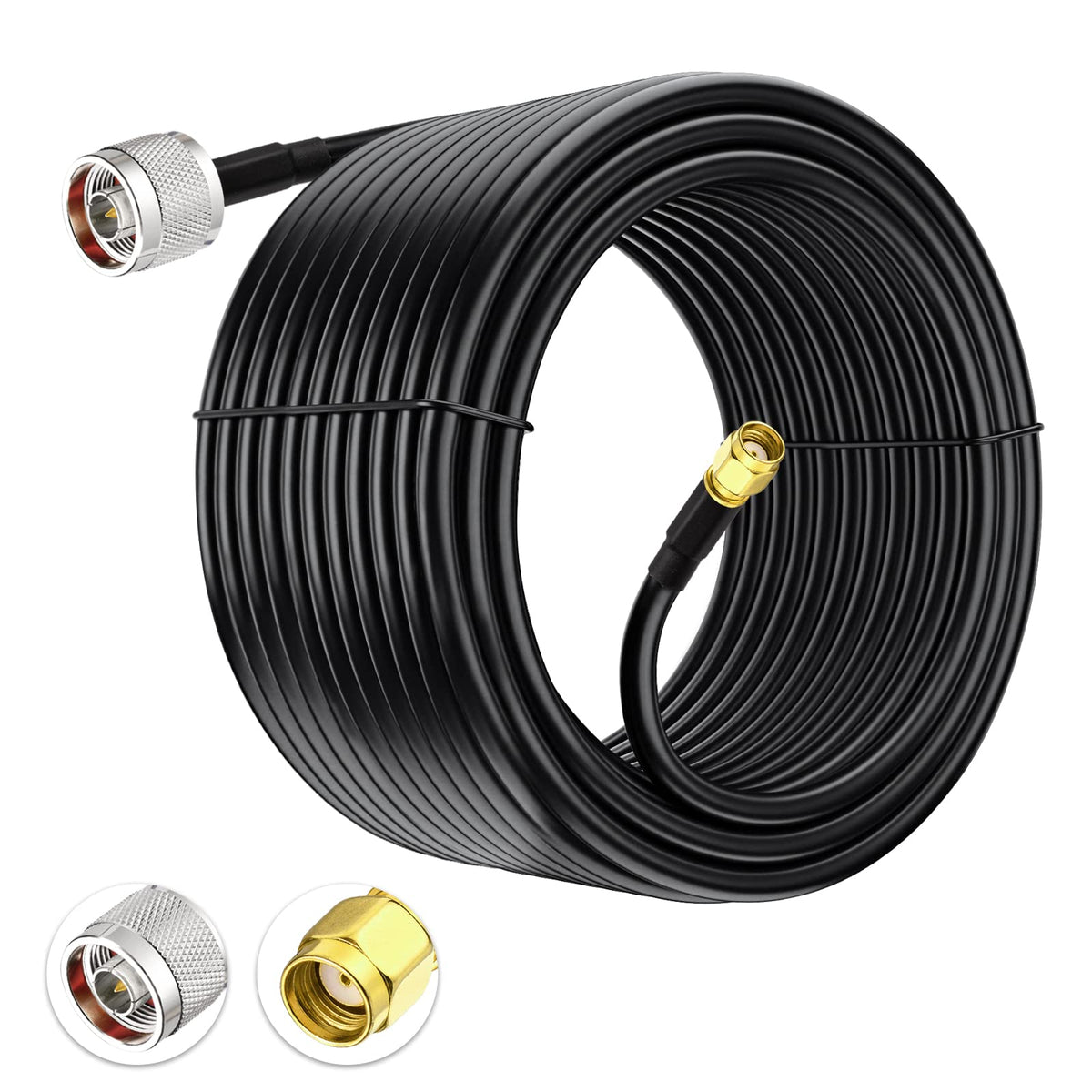 Eightwood N Male to RP-SMA Male KSR240 Low Loss Extension Cable 20ft | for Outdoor Yagi WiFi Antenna,WiFi Router,Helium Hotspot Miner, LoraWan Antenna