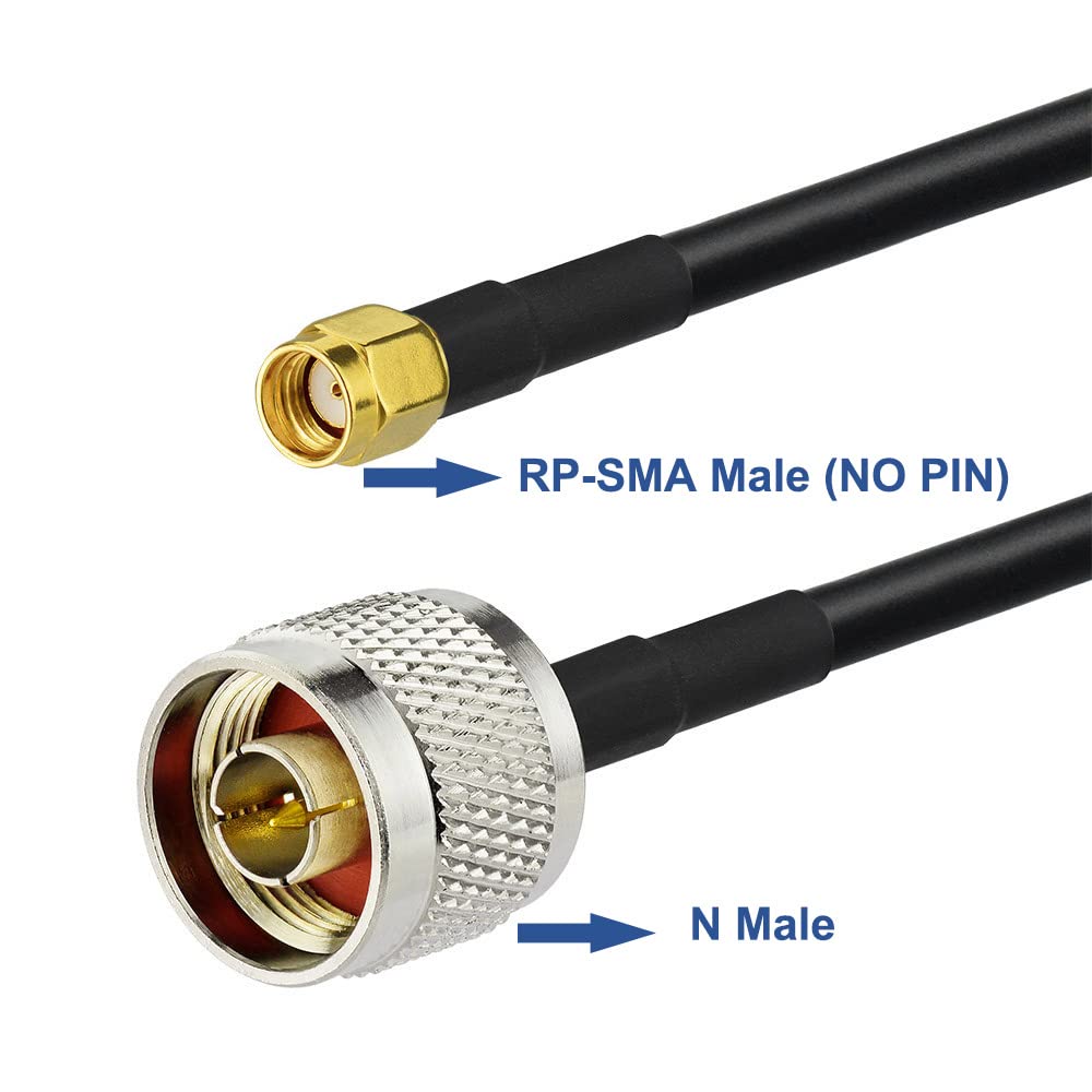 Eightwood RP-SMA Male with Female Pin to N Type Male RG58 Coax Cable 3ft