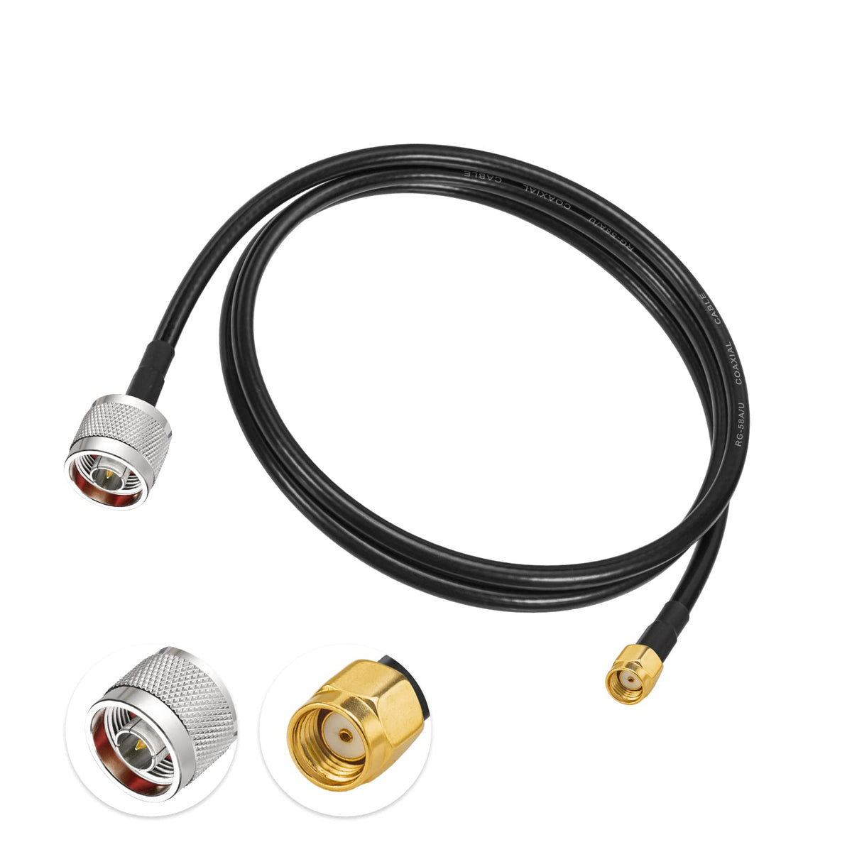 Eightwood RP-SMA Male with Female Pin to N Type Male RG58 Coax Cable 3ft