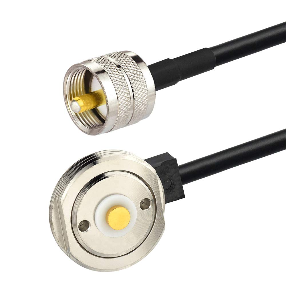 Eightwood NMO Antenna Mount to UHF Male PL259 Extension Cable RG58 16.4 Feet for Yaesu Vertex Icom VHF/VHF CB Mobile Radio Antenna
