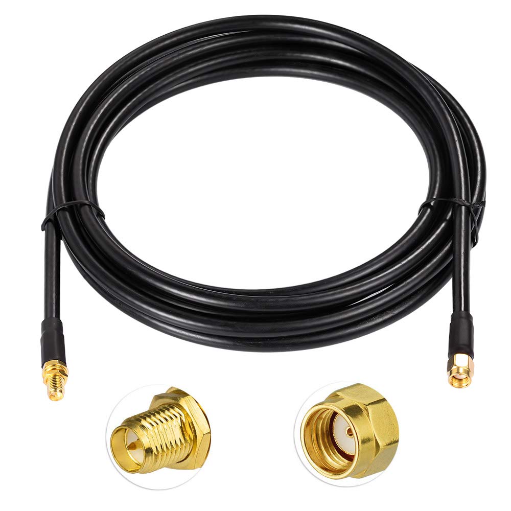 Eightwood RP-SMA Male to RP-SMA Bulkhead Female ALSR240 Coaxial Cable 10ft | for WiFi Antenna, Wireless Router, PCIe Network Card, Security IP Camera