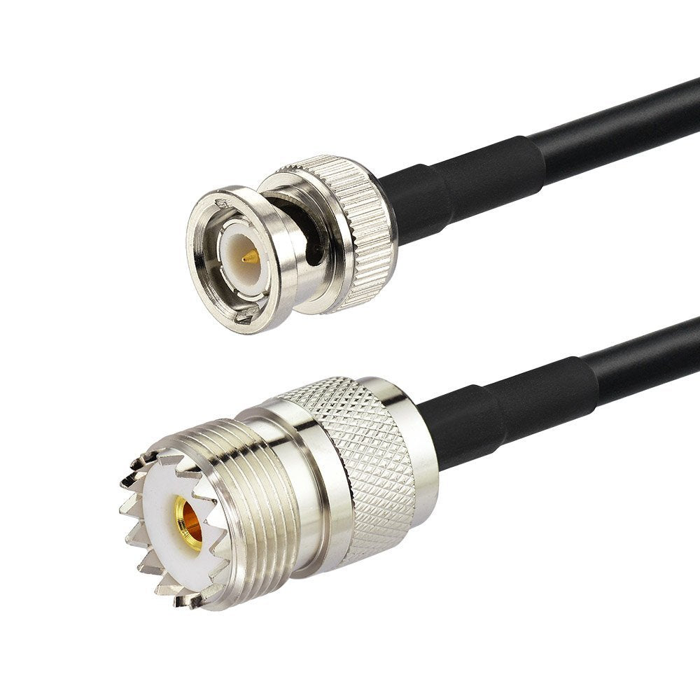 Eightwood UHF Female SO239 to BNC Male Adapter RG58 Antenna Jumper Cable 3 Feet for Handheld CB Radio, Amateur Radio, Ham Radio, Radio Scanner