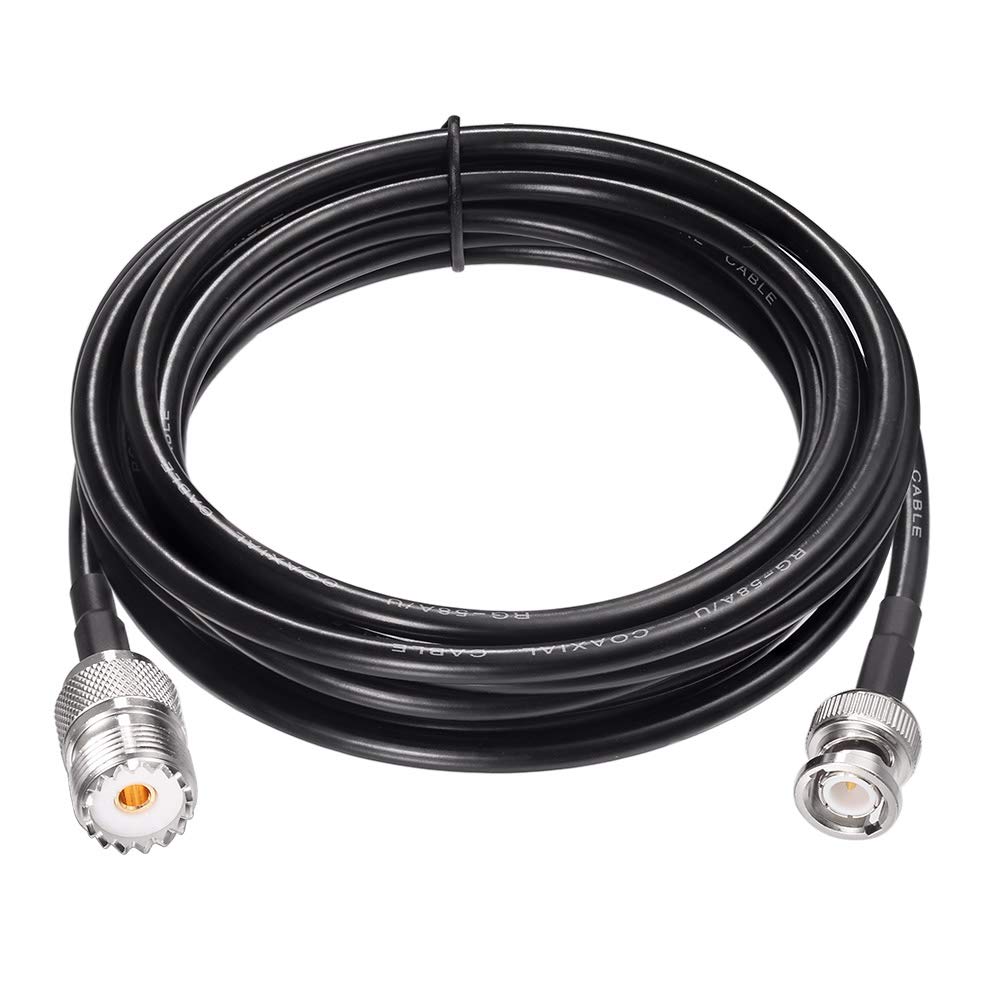 Eightwood UHF Female SO239 to BNC Male Antenna Extension Cable RG58 10 Feet | for CB Amateur Two-Way Ham Radio, Radio Scanner, Antenna Analyzer, SWR Meter
