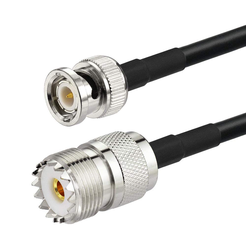 Eightwood UHF Female SO239 to BNC Male Antenna Extension Cable RG58 10 Feet | for CB Amateur Two-Way Ham Radio, Radio Scanner, Antenna Analyzer, SWR Meter