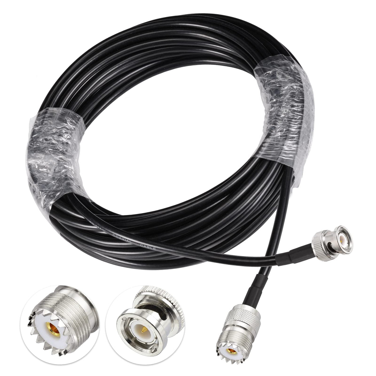 Eightwood UHF Female SO239 to BNC Male Extension Cable RG58 16.4 Feet | for CB Amateur Two-Way Ham Radio, Radio Scanner, Antenna Analyzer, SWR Meter