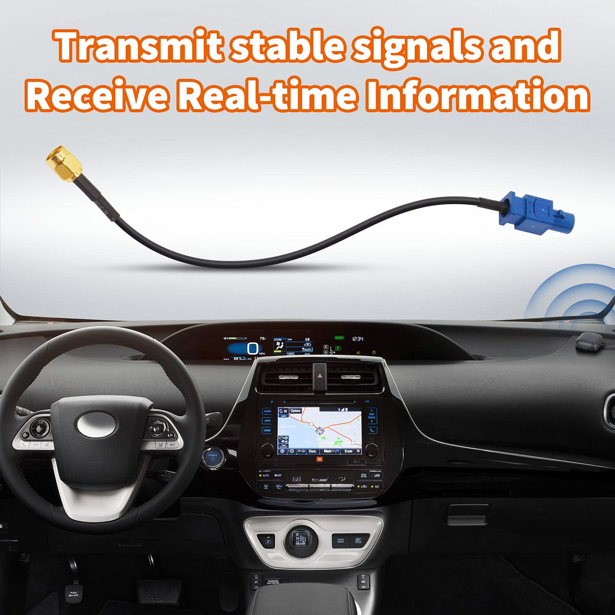 Eightwood Fakra C Plug to SMA Plug Male Car GPS Antenna Cable 6 inch for Vehicle GPS Navigation Radio Stereo Head Unit GPS Receiver