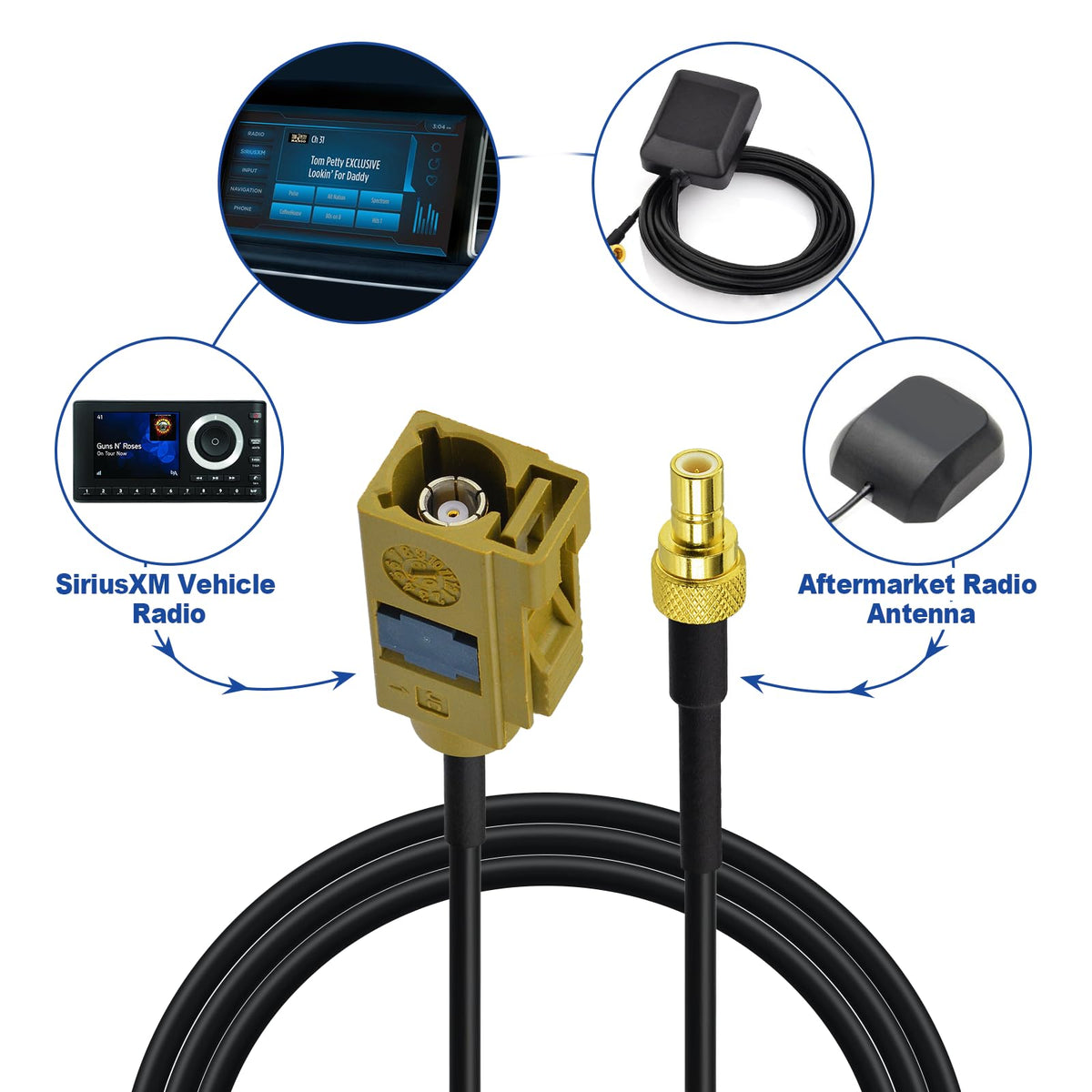 Eightwood Fakra Curry Female Code K to SMB Male Antenna Adapter Compatible with XM Sirius Satellite Radio Antenna Stereo Tuner
