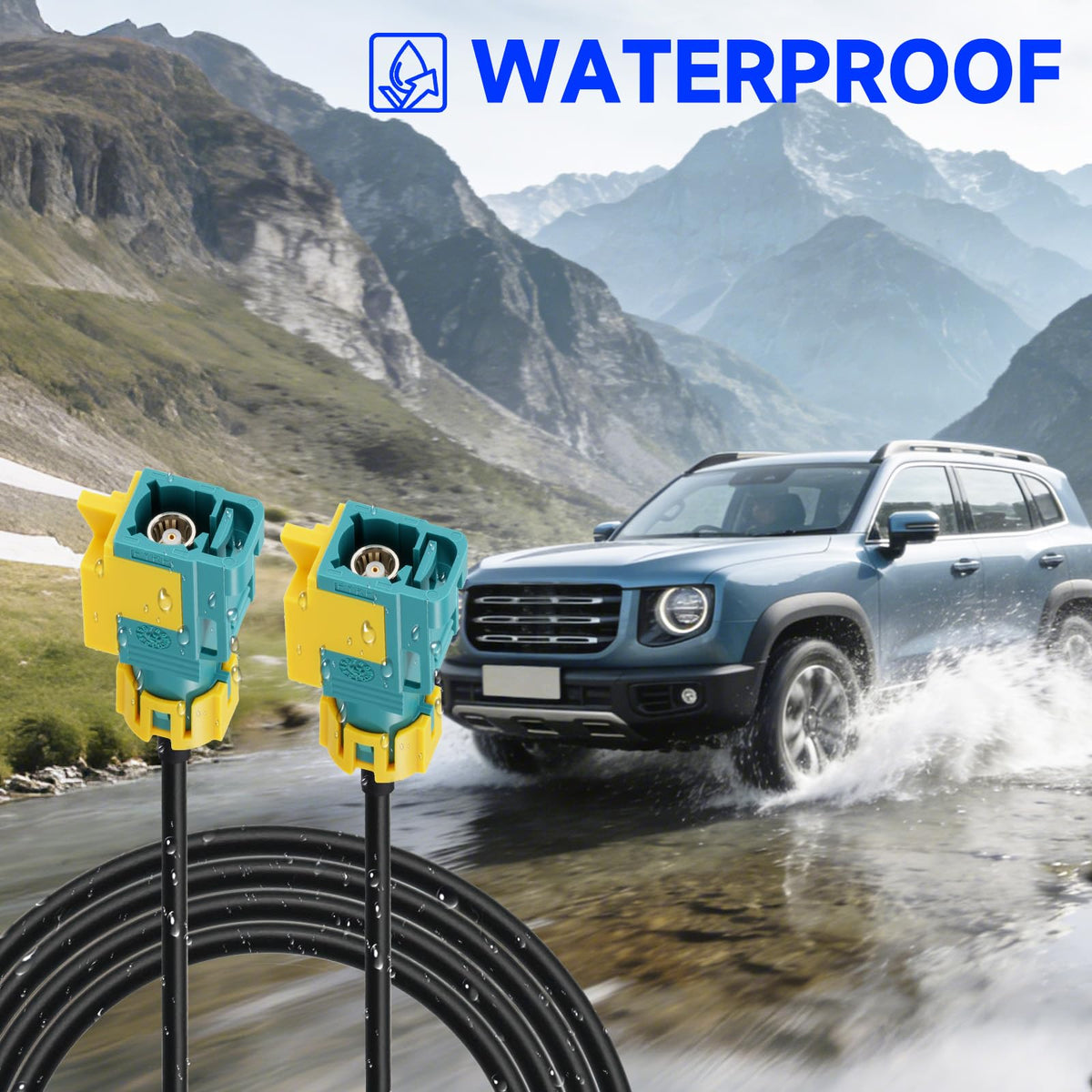 Eightwood Waterproof Fakra Z Female to Female Car Antenna Cable 6.5 Feet | for GPS Navigation Module, Sirius XM Satellite Radio, Factory Wired Backup Camera, Car Stereo Head Unit