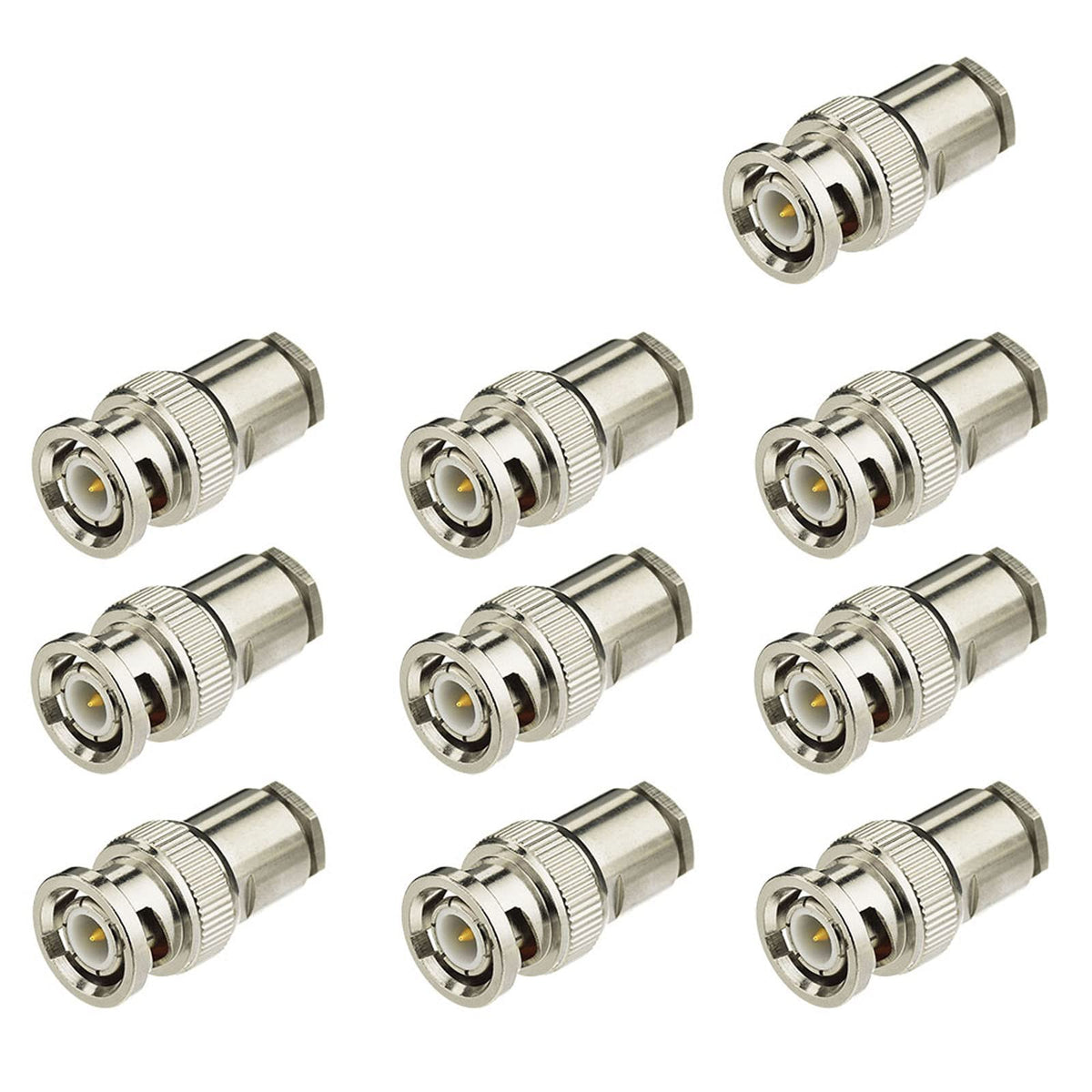 Eightwood BNC Male Plug Solder Clamp Connector 10-Pack Compatible with RG58 RG142 LMR195 Coax Cable