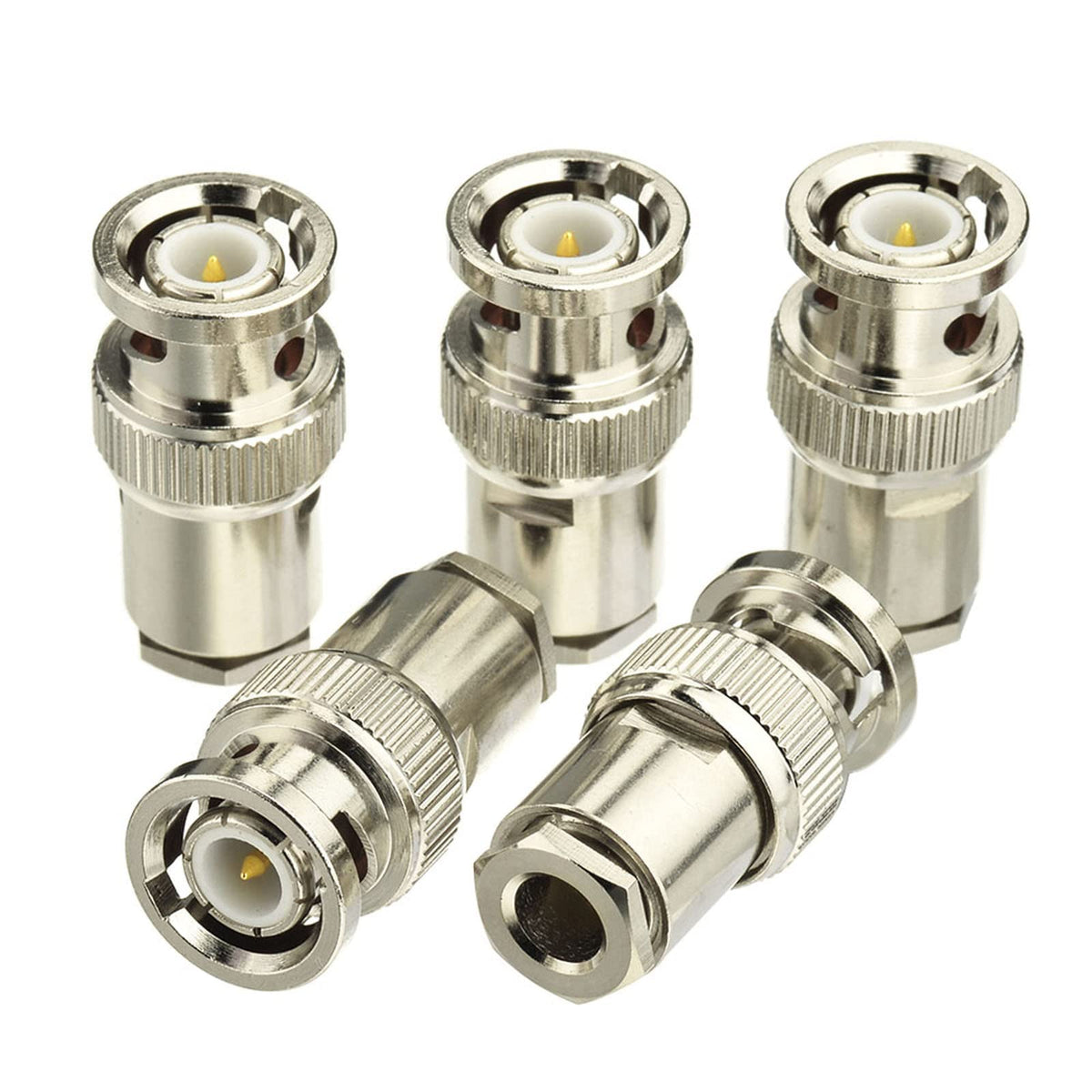 Eightwood BNC Male Plug Solder Clamp Connector 10-Pack Compatible with RG58 RG142 LMR195 Coax Cable
