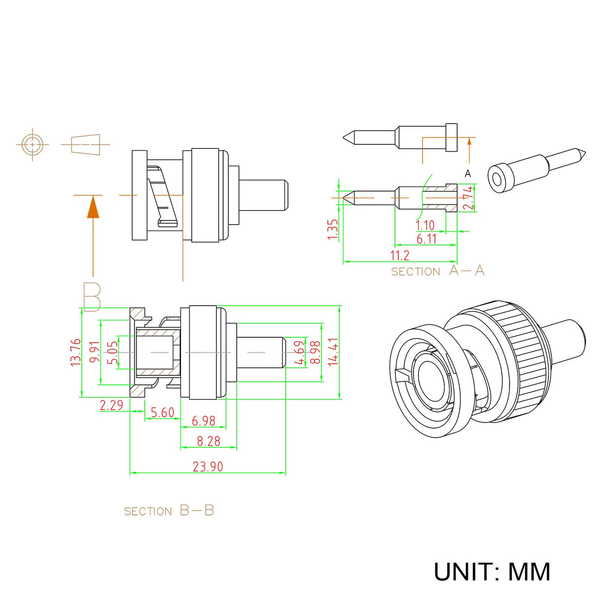 Eightwood 10pcs 50 Ohm BNC Crimp Male Connector for RG58 RG142 LMR195 Cable