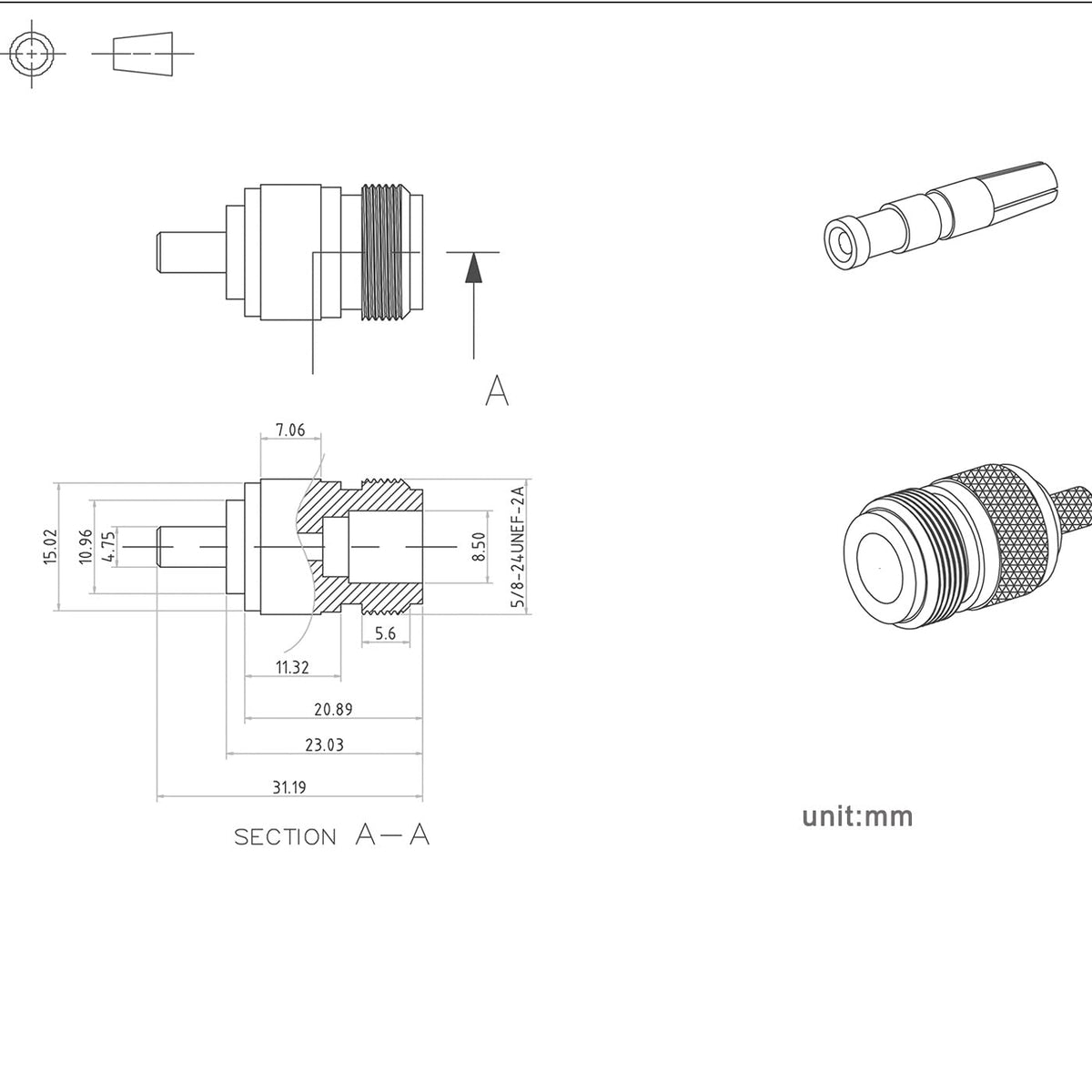 Eightwood N Female Crimp RF Connector 50 ohm for RG58 RG142 LMR195 Cable (5-Pack)
