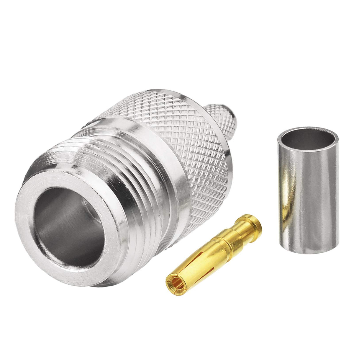 Eightwood N Female Crimp RF Connector 50 ohm for RG58 RG142 LMR195 Cable (5-Pack)