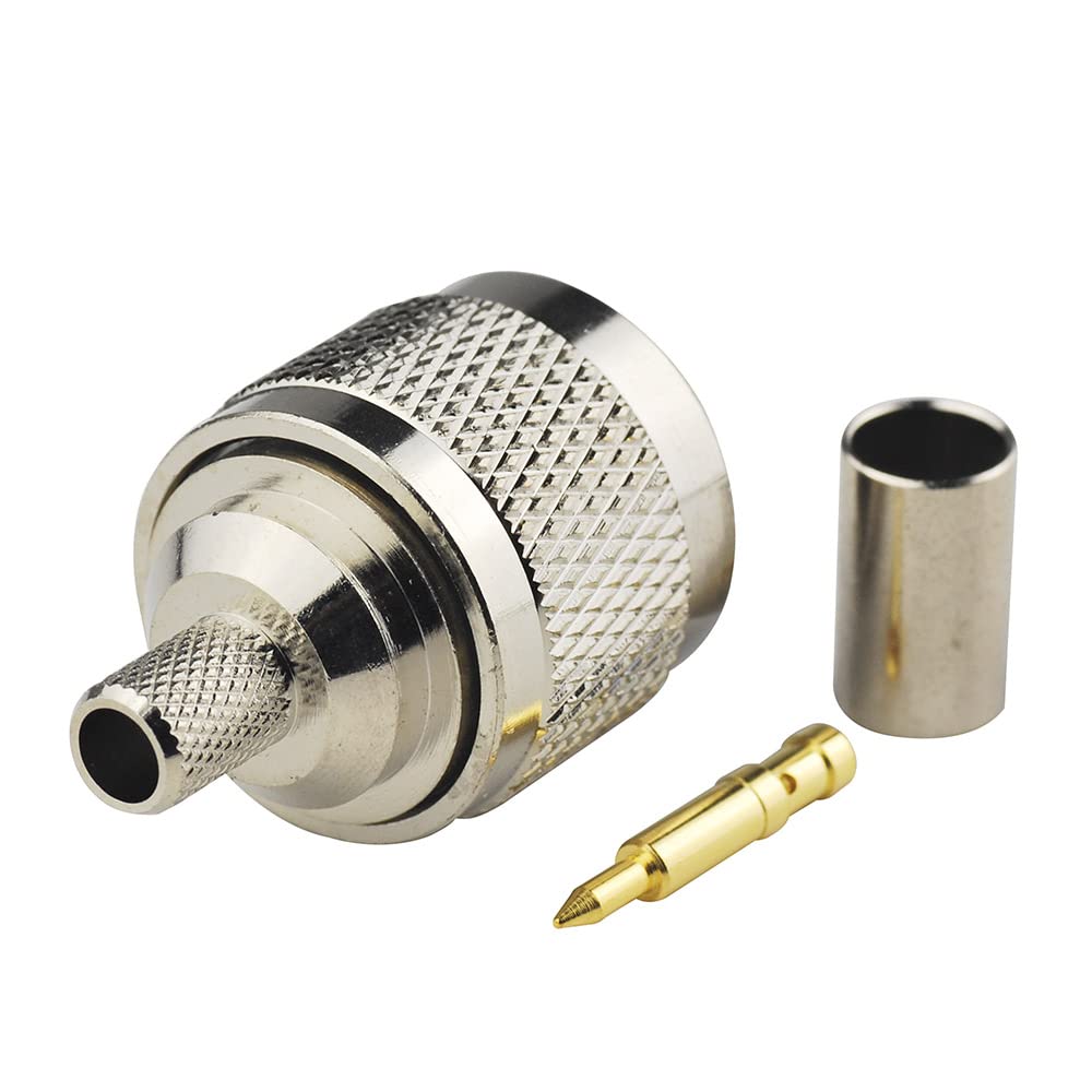 Eightwood N Male Plug Crimp RF Connector 50 ohm for LMR240 RG8X Coax Cable (5-Pack)