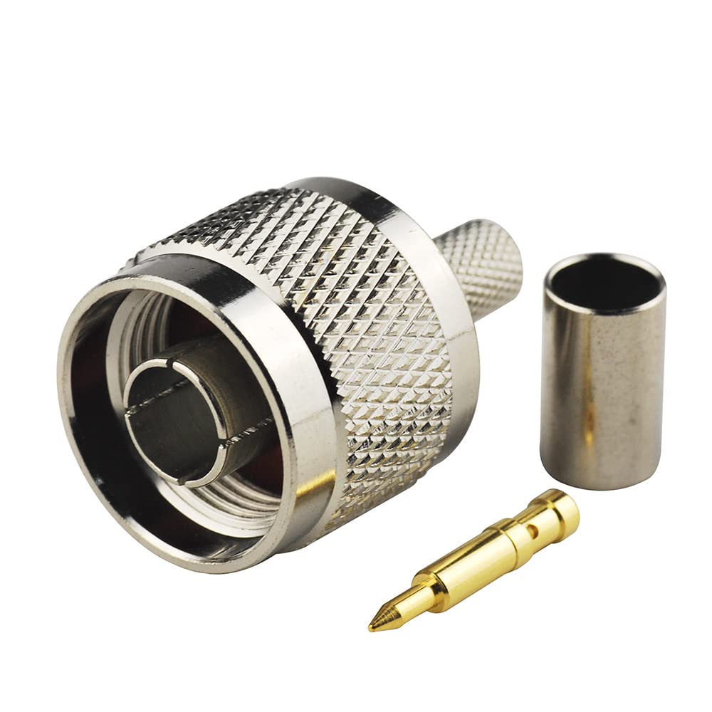 Eightwood N Male Plug Crimp RF Connector 50 ohm for LMR240 RG8X Coax Cable (5-Pack)