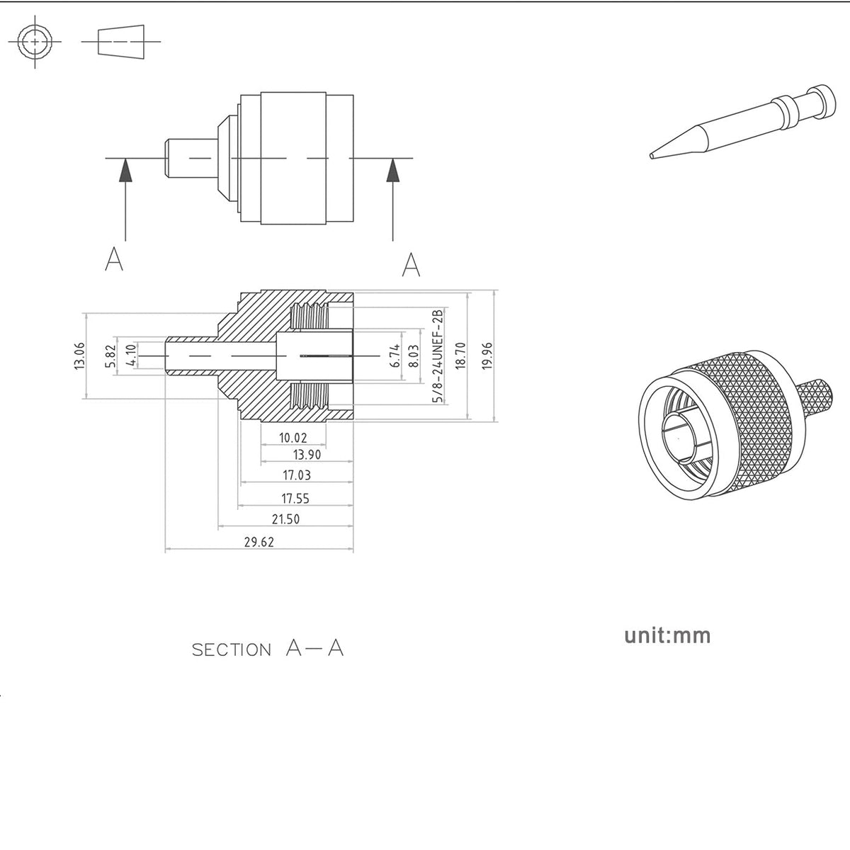 Eightwood N Male Plug Crimp RF Connector 50 ohm for LMR240 RG8X Coax Cable (5-Pack)