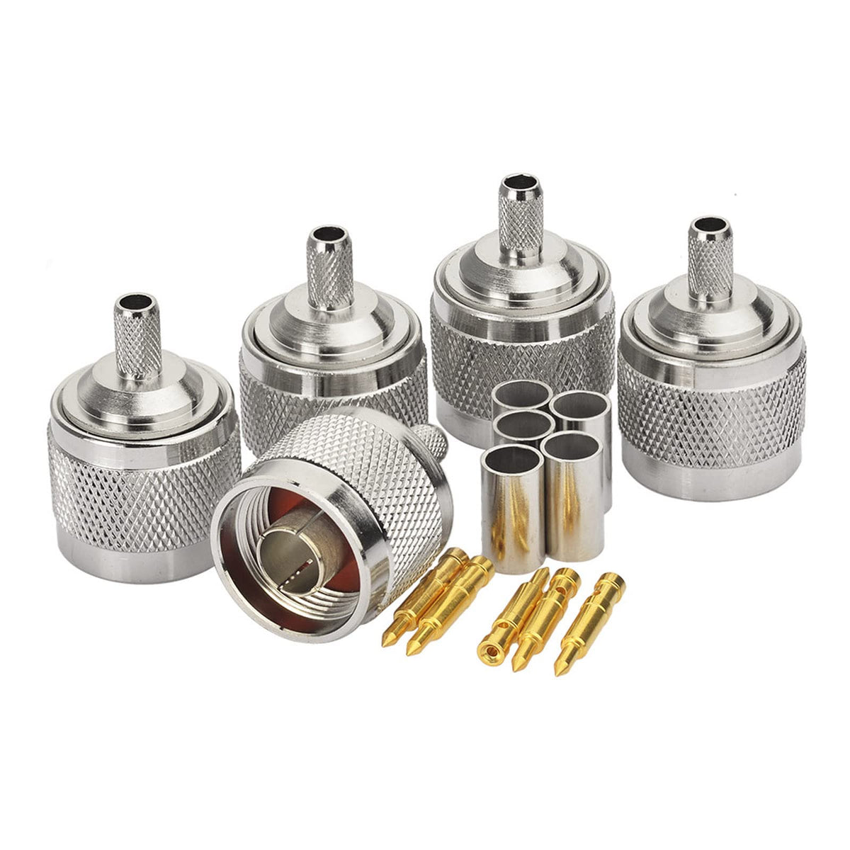 Eightwood N Male Plug Crimp RF Connector 50 ohm for RG58 RG142 LMR195 Cable (5-Pack)