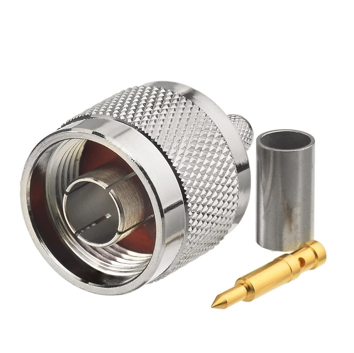 Eightwood N Male Plug Crimp RF Connector 50 ohm for RG58 RG142 LMR195 Cable (5-Pack)