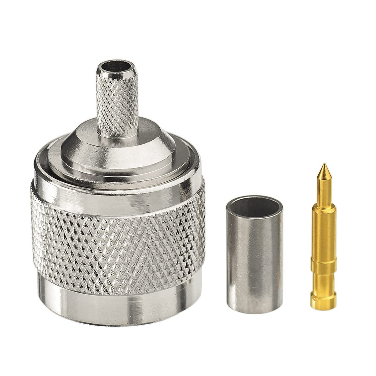 Eightwood N Male Plug Crimp RF Connector 50 ohm for RG58 RG142 LMR195 Cable (5-Pack)