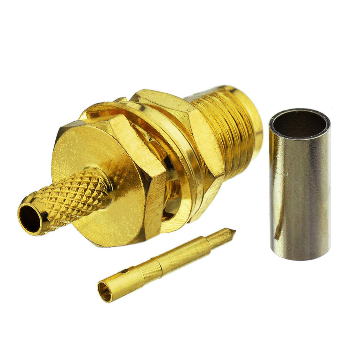 Eightwood 10pcs RP-SMA Bulkhead Female Crimp RF Connector for RG316 RG174