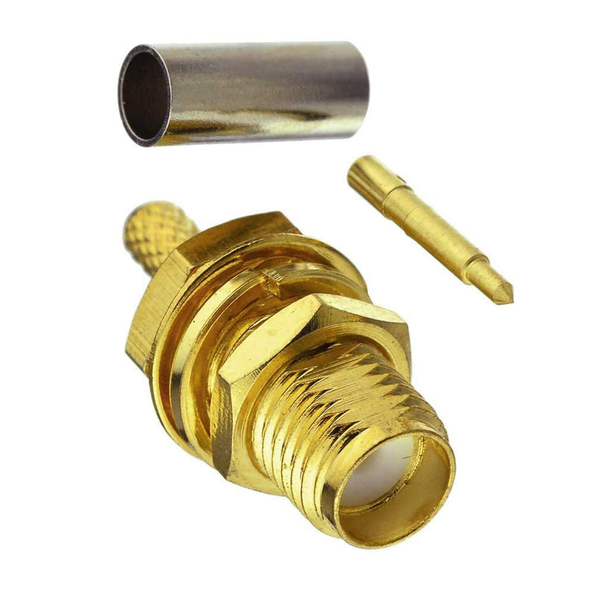 Eightwood 10pcs RP-SMA Bulkhead Female Crimp RF Connector for RG316 RG174