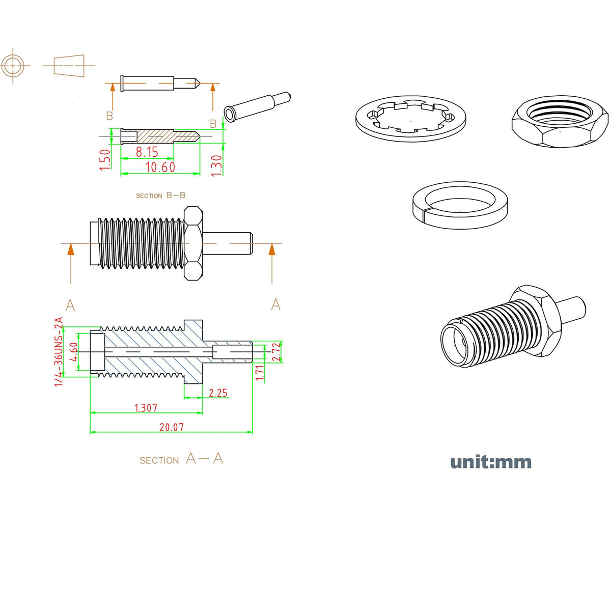 Eightwood 10pcs RP-SMA Bulkhead Female Crimp RF Connector for RG316 RG174