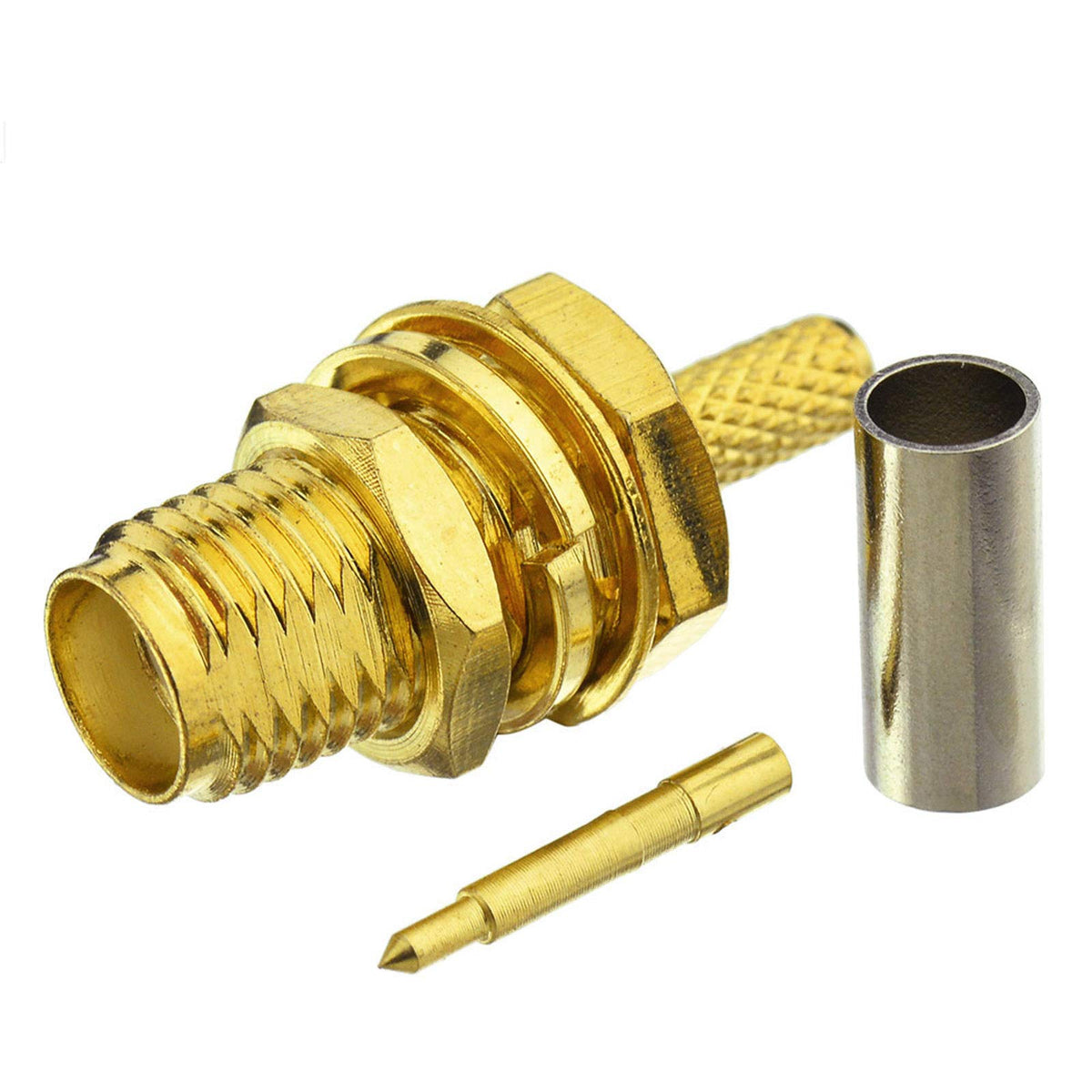 Eightwood 10pcs RP-SMA Bulkhead Female Crimp RF Connector for RG316 RG174