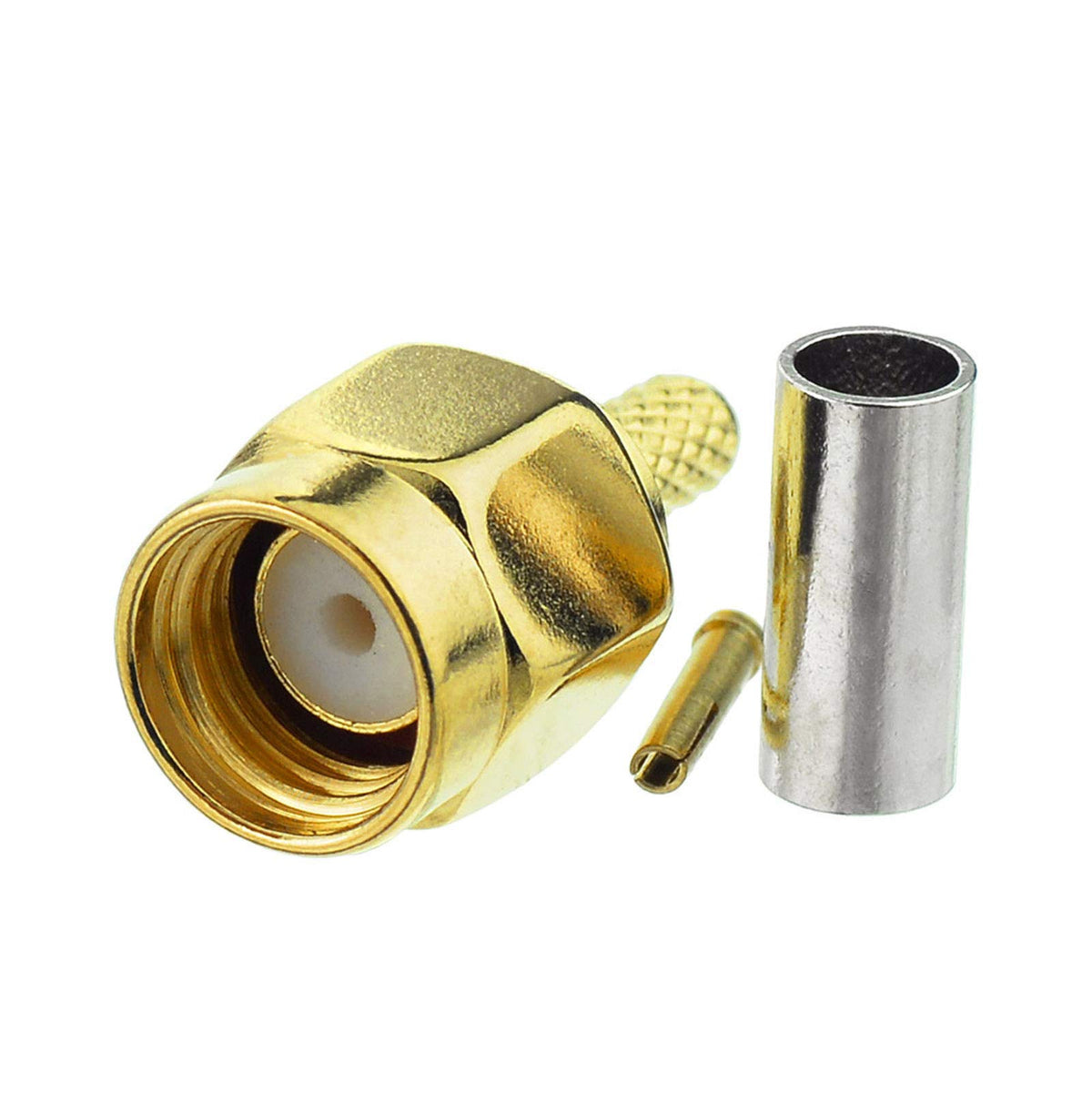 Eightwood 10pcs RP-SMA Male RF Crimp Connector 50ohms for RG316 RG174 Cable
