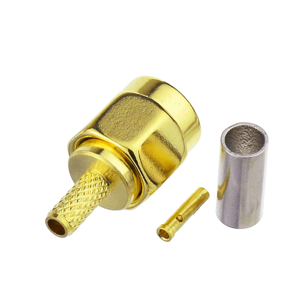 Eightwood 10pcs RP-SMA Male RF Crimp Connector 50ohms for RG316 RG174 Cable