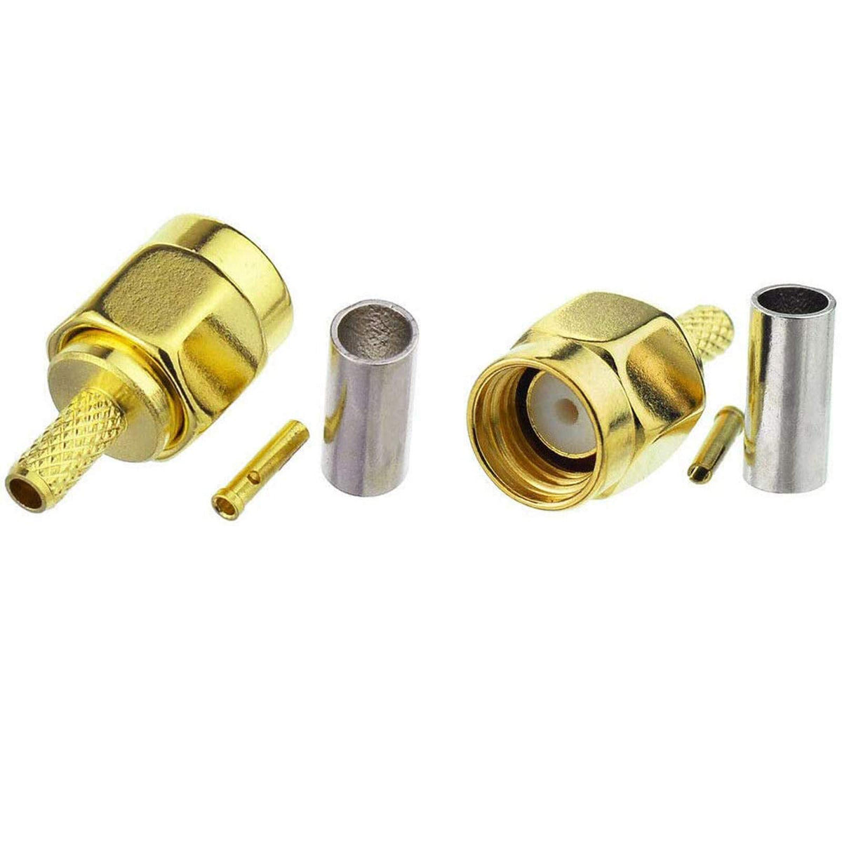 Eightwood 10pcs RP-SMA Male RF Crimp Connector 50ohms for RG316 RG174 Cable
