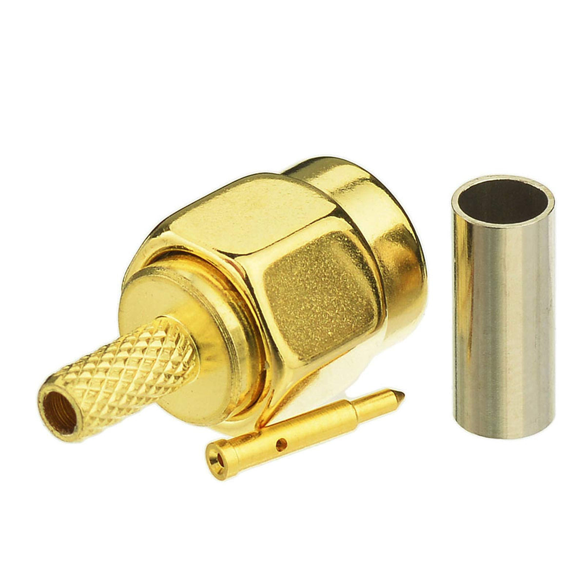 Eightwood 10pcs SMA Male Crimp Connector Gold-Plated for RG316 RG174 Cable