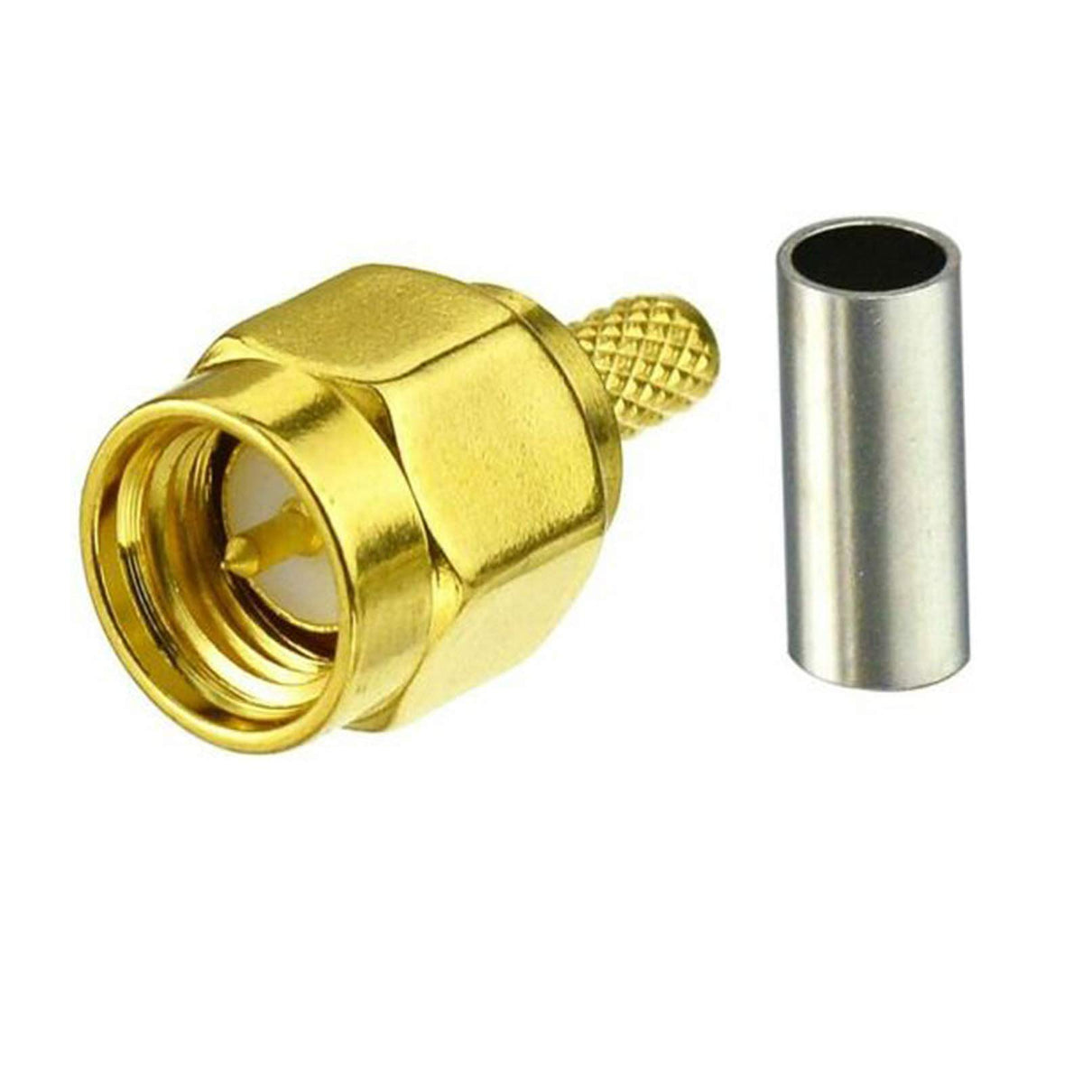 Eightwood 10pcs SMA Male Crimp Connector Gold-Plated for RG316 RG174 Cable