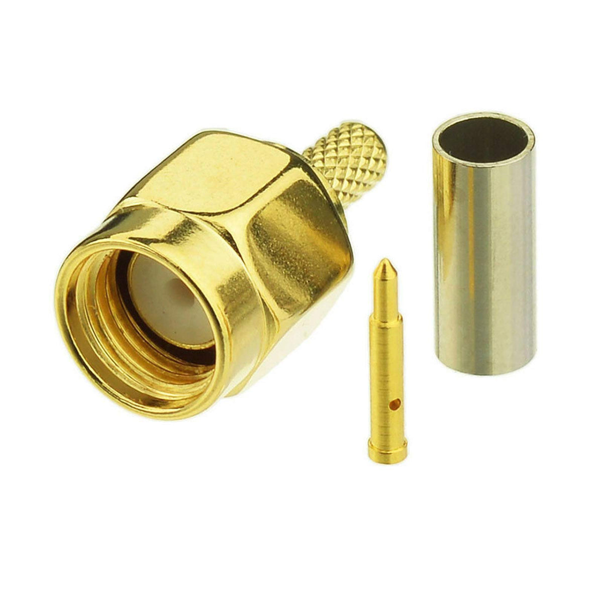Eightwood 10pcs SMA Male Crimp Connector Gold-Plated for RG316 RG174 Cable