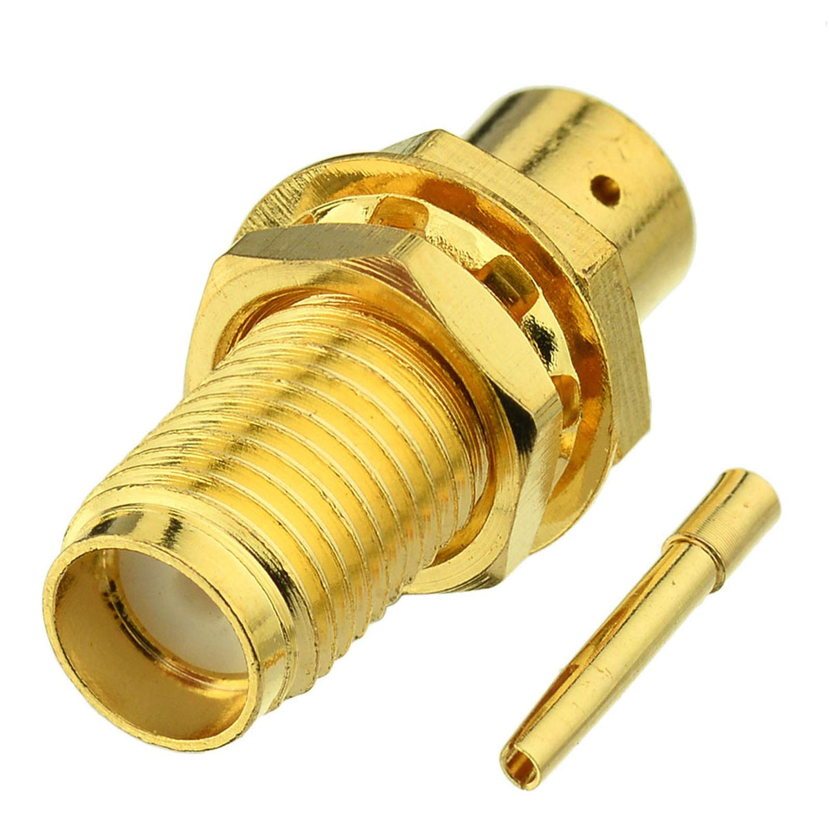 Eightwood SMA Female Bulkhead Solder Connector for RG402 Semi-Rigid Cable | 10-Pack SMA Connectors for 0.141" Cable , 50 Ohm