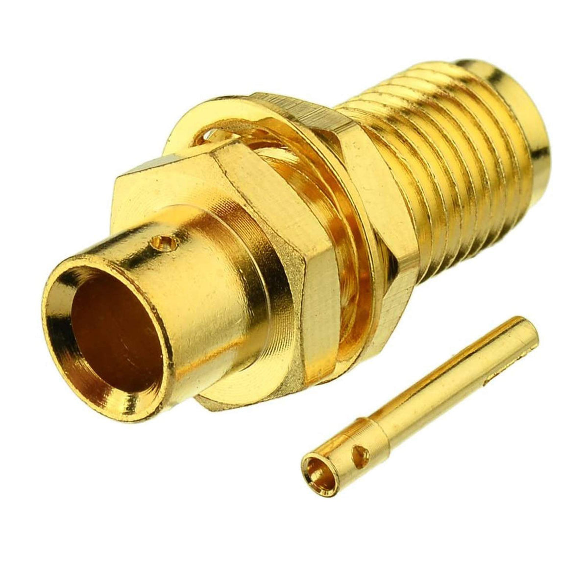 Eightwood SMA Female Bulkhead Solder Connector for RG402 Semi-Rigid Cable | 10-Pack SMA Connectors for 0.141" Cable , 50 Ohm
