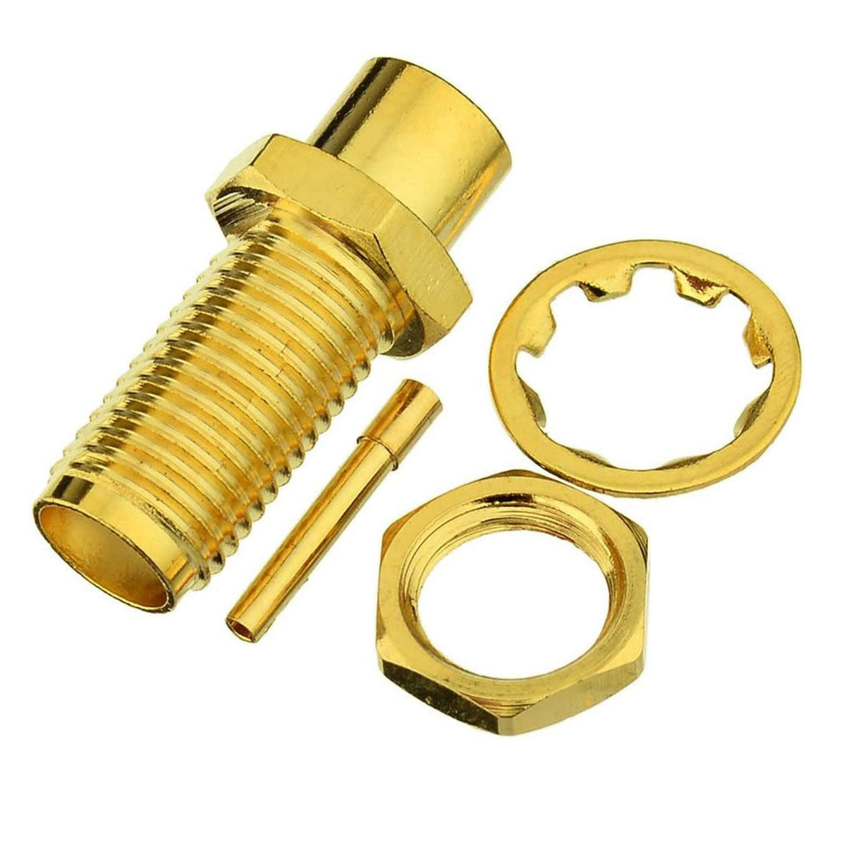 Eightwood SMA Female Bulkhead Solder Connector for RG402 Semi-Rigid Cable | 10-Pack SMA Connectors for 0.141" Cable , 50 Ohm