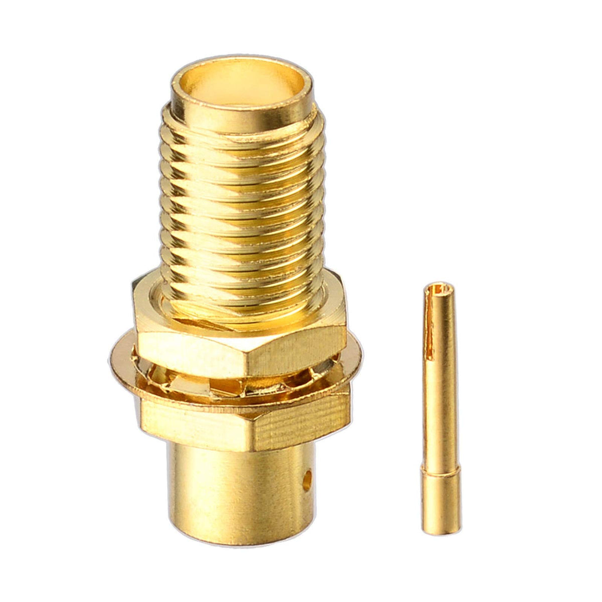 Eightwood SMA Female Bulkhead Solder Connector for RG402 Semi-Rigid Cable | 10-Pack SMA Connectors for 0.141" Cable , 50 Ohm