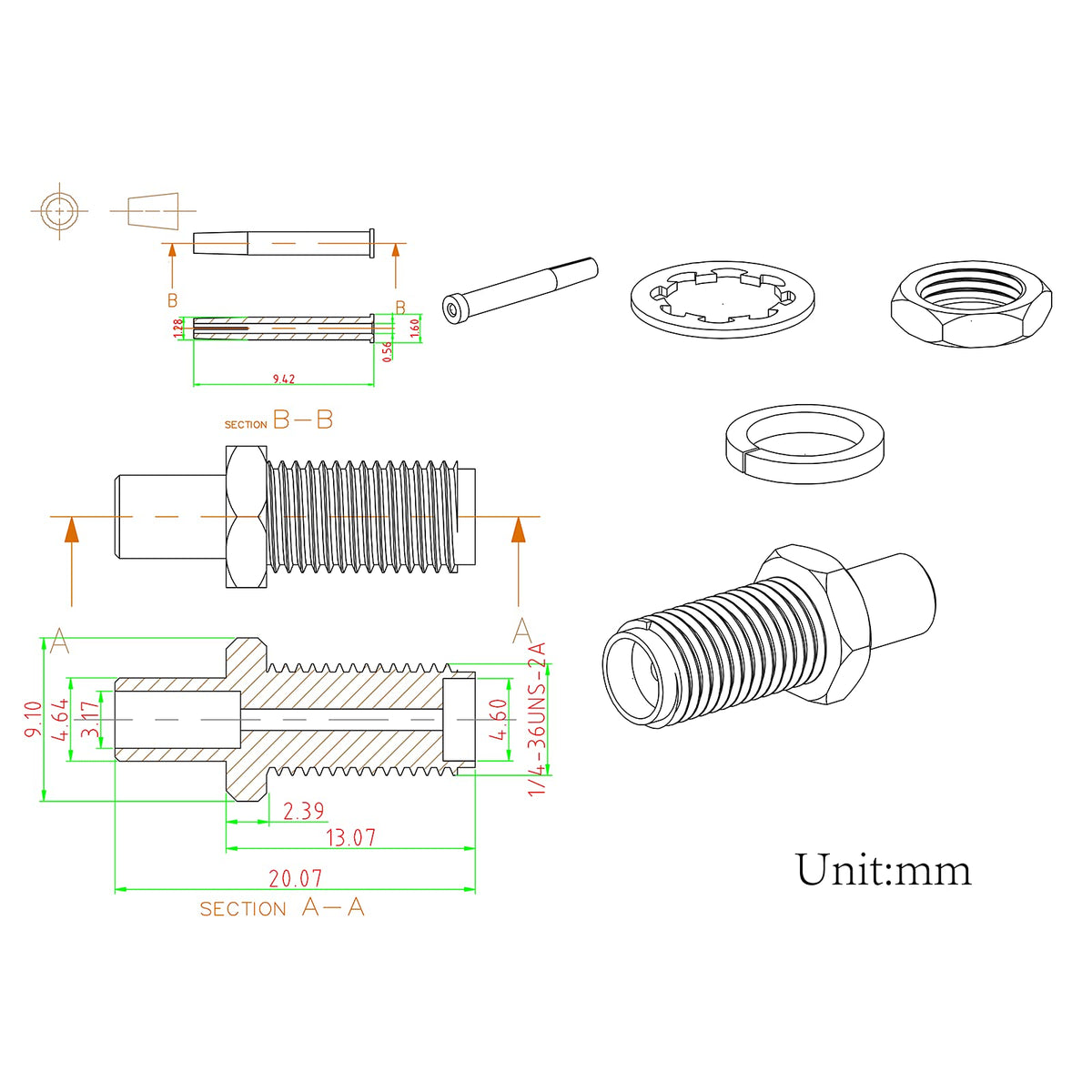 Eightwood 10pcs SMA Female Bulkhead Crimp Connector for RG58 RG142 LMR195